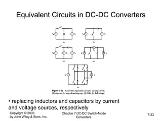 Copyright © 2003
by John Wiley & Sons, Inc.
Chapter 7 DC-DC Switch-Mode
Converters
7-33
Equivalent Circuits in DC-DC Converters
• replacing inductors and capacitors by current
and voltage sources, respectively
 