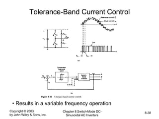 Copyright © 2003
by John Wiley & Sons, Inc.
Chapter 8 Switch-Mode DC-
Sinusoidal AC Inverters
8-38
Tolerance-Band Current Control
• Results in a variable frequency operation
 