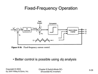 Copyright © 2003
by John Wiley & Sons, Inc.
Chapter 8 Switch-Mode DC-
Sinusoidal AC Inverters
8-39
Fixed-Frequency Operation
• Better control is possible using dq analysis
 