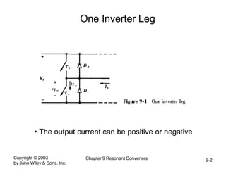 Copyright © 2003
by John Wiley & Sons, Inc.
Chapter 9 Resonant Converters 9-2
One Inverter Leg
• The output current can be positive or negative
 