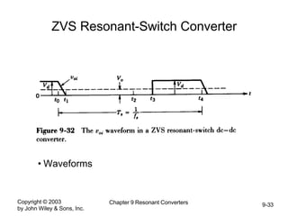 Copyright © 2003
by John Wiley & Sons, Inc.
Chapter 9 Resonant Converters 9-33
ZVS Resonant-Switch Converter
• Waveforms
 