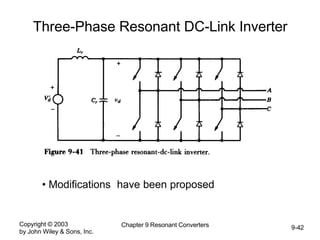 Copyright © 2003
by John Wiley & Sons, Inc.
Chapter 9 Resonant Converters 9-42
Three-Phase Resonant DC-Link Inverter
• Modifications have been proposed
 