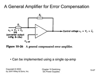 Copyright © 2003
by John Wiley & Sons, Inc.
Chapter 10 Switching
DC Power Supplies
10-27
A General Amplifier for Error Compensation
• Can be implemented using a single op-amp
 