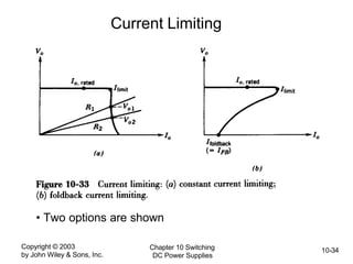 Copyright © 2003
by John Wiley & Sons, Inc.
Chapter 10 Switching
DC Power Supplies
10-34
Current Limiting
• Two options are shown
 