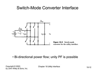 Copyright © 2003
by John Wiley & Sons, Inc.
Chapter 18 Utility Interface 18-12
Switch-Mode Converter Interface
• Bi-directional power flow; unity PF is possible
 