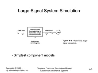 Copyright © 2003
by John Wiley & Sons, Inc.
Chapter 4 Computer Simulation of Power
Electronic Converters & Systems
4-3
Large-Signal System Simulation
• Simplest component models
 
