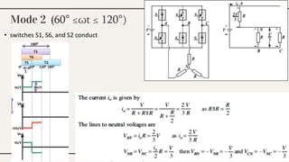 Mode 2 (60° ≤ωt ≤ 120°)
• switches S1, S6, and S2 conduct
 