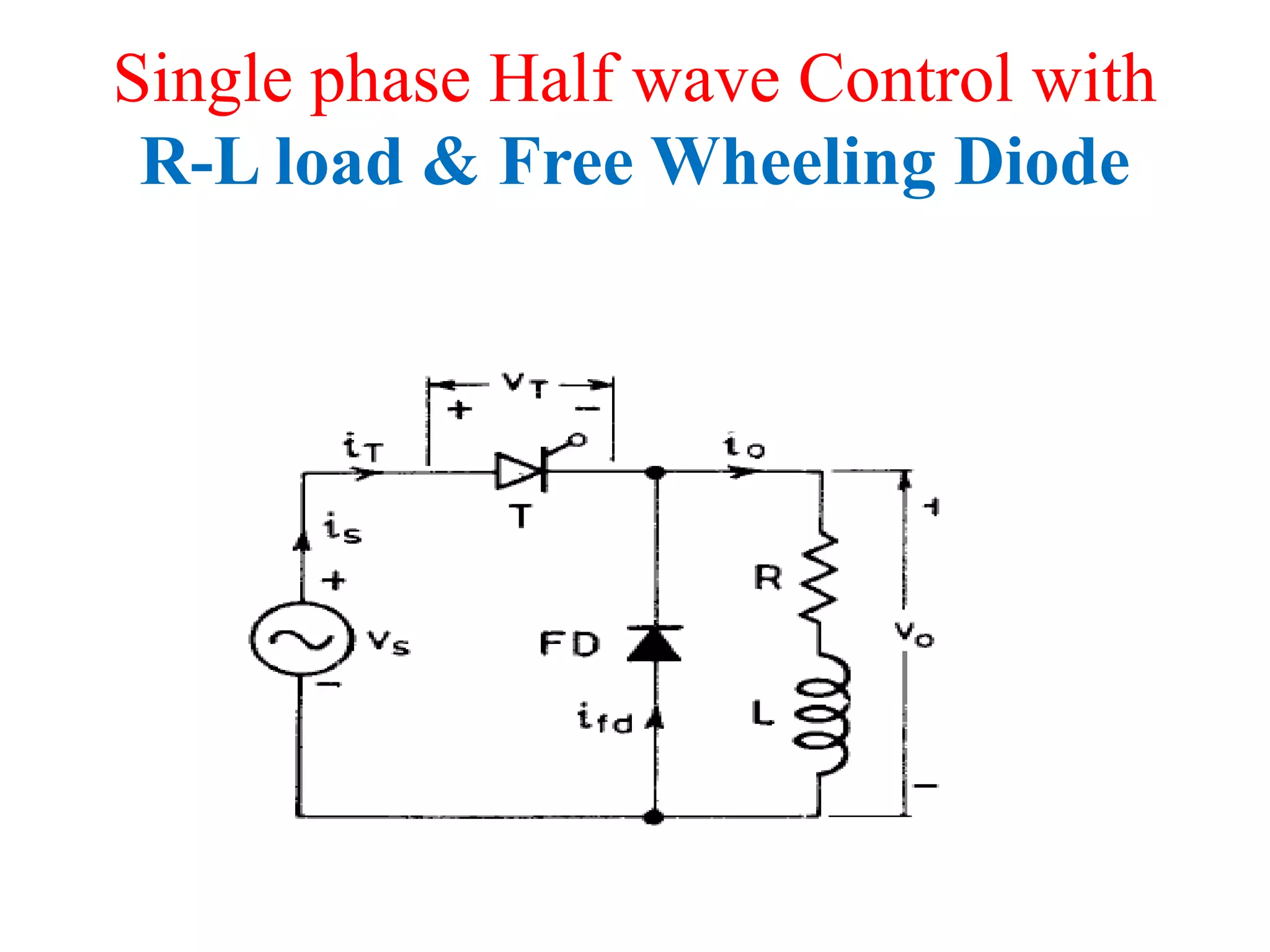 Single phase Half wave Control with
R-L load & Free Wheeling Diode
 