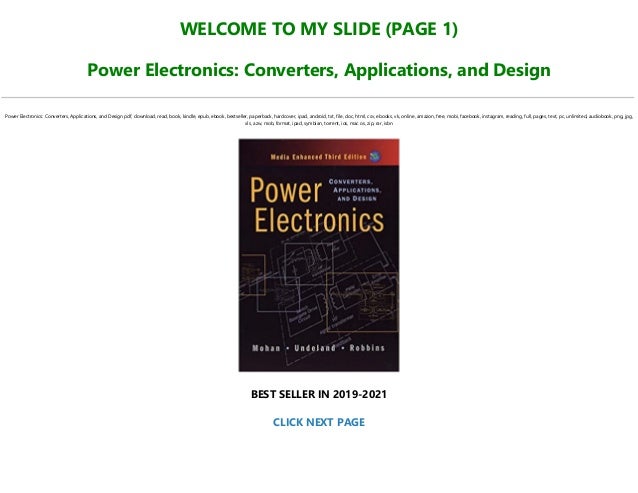 Pdf Mobi Epub Power Electronics Converters Applications And Desi