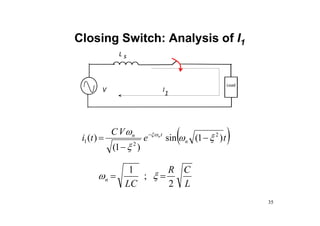 Closing Switch: Analysis of I1
Load
V
L s
I
1
35
L
C
R
LC
n
2
;
1

 

 )
t
e
V
C
t
i n
t
n n
)
1
(
sin
)
1
(
)
( 2
2
1 


 



 
 