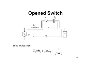 Opened Switch
L
L
L
L
C
j
L
j
R
Z


1



Load impedance
Load
V
L s
R C
s s
I
3
+ -
39
 