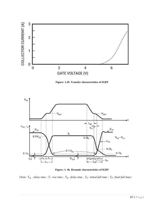 47 | P a g e
Figure: 1.45. Transfer characteristics of IGBT
Figure: 1. 46. Dynamic characteristics of IGBT
(Note: Tdn : delay time ; Tr: rise time ; Tdf : delay time ; Tf1: initial fall time ; Tf2: final fall time)
 
