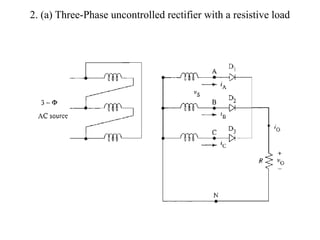 2. (a) Three-Phase uncontrolled rectifier with a resistive load
 