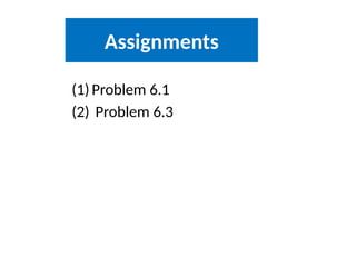 Assignments
(1) Problem 6.1
(2) Problem 6.3
 