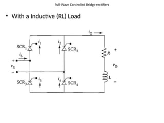 Full-Wave Controlled Bridge rectifiers
• With a Inductive (RL) Load
 