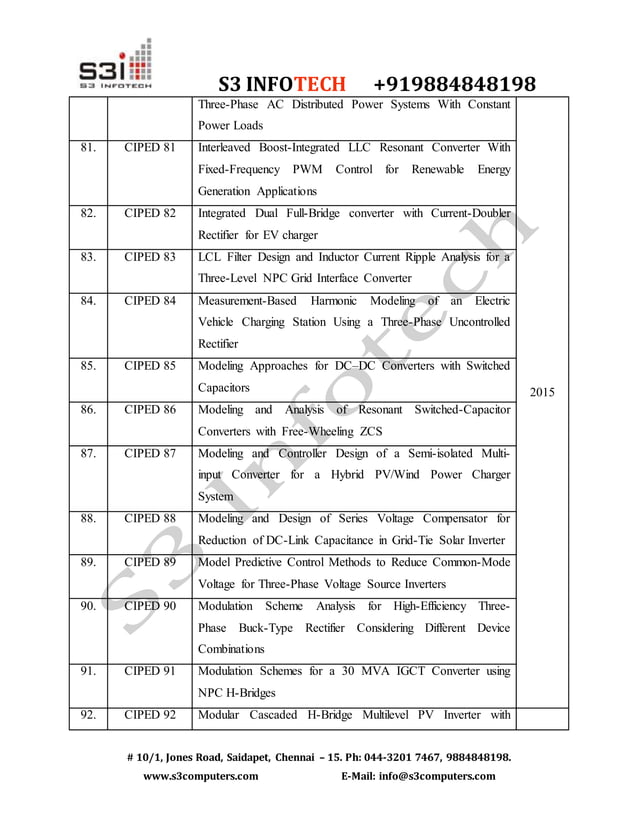 Power electronics ieee 2015 2016 projects list-vel | PDF