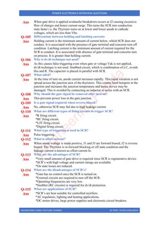 Power Electronics interview questions PDF