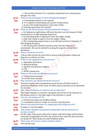 Power Electronics interview questions PDF