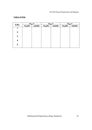 Power Electronics lab manual BE EEE | PDF
