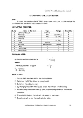 Power Electronics lab manual BE EEE | PDF