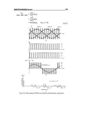 SWITCH-MODE dc-ac                                                185




                                                            (4.57)




     Fig.4.22 Three-phase PWM waveforms and harmonic spectrum.
 