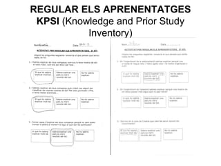 REGULAR ELS APRENENTATGES
KPSI (Knowledge and Prior Study
Inventory)
 