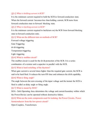 INTERVIEW QUESTIONS ON POWER ELECTRONICS BY RAJ | DOCX