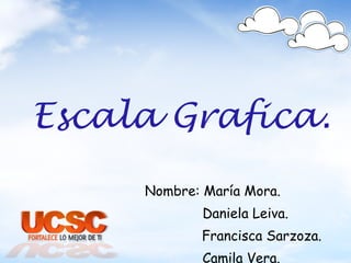   Escala Grafica. Nombre: María Mora. Daniela Leiva. Francisca Sarzoza. Camila Vera. 