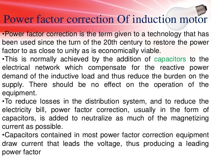 Power factor improvement of an induction motor