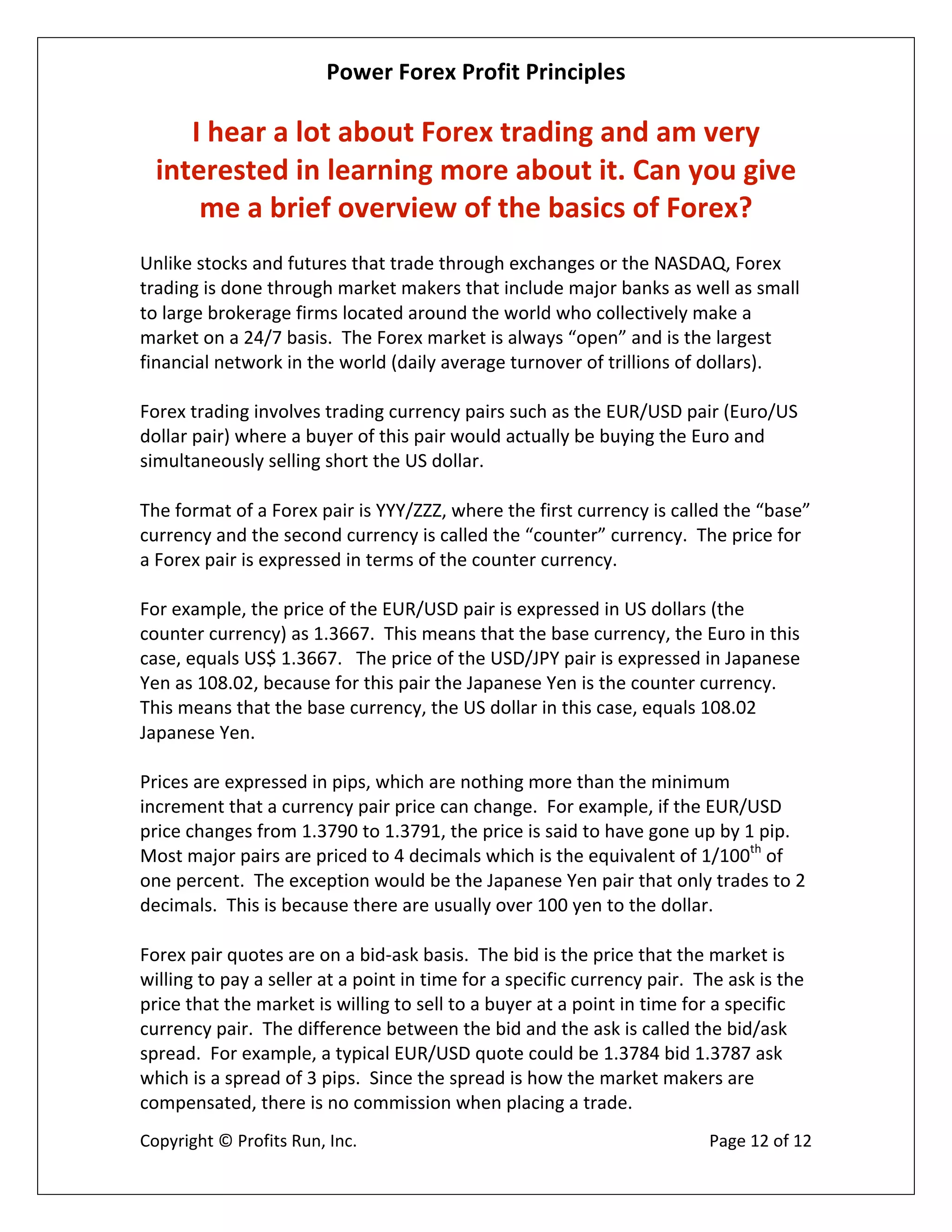 Power Forex Profit Principle