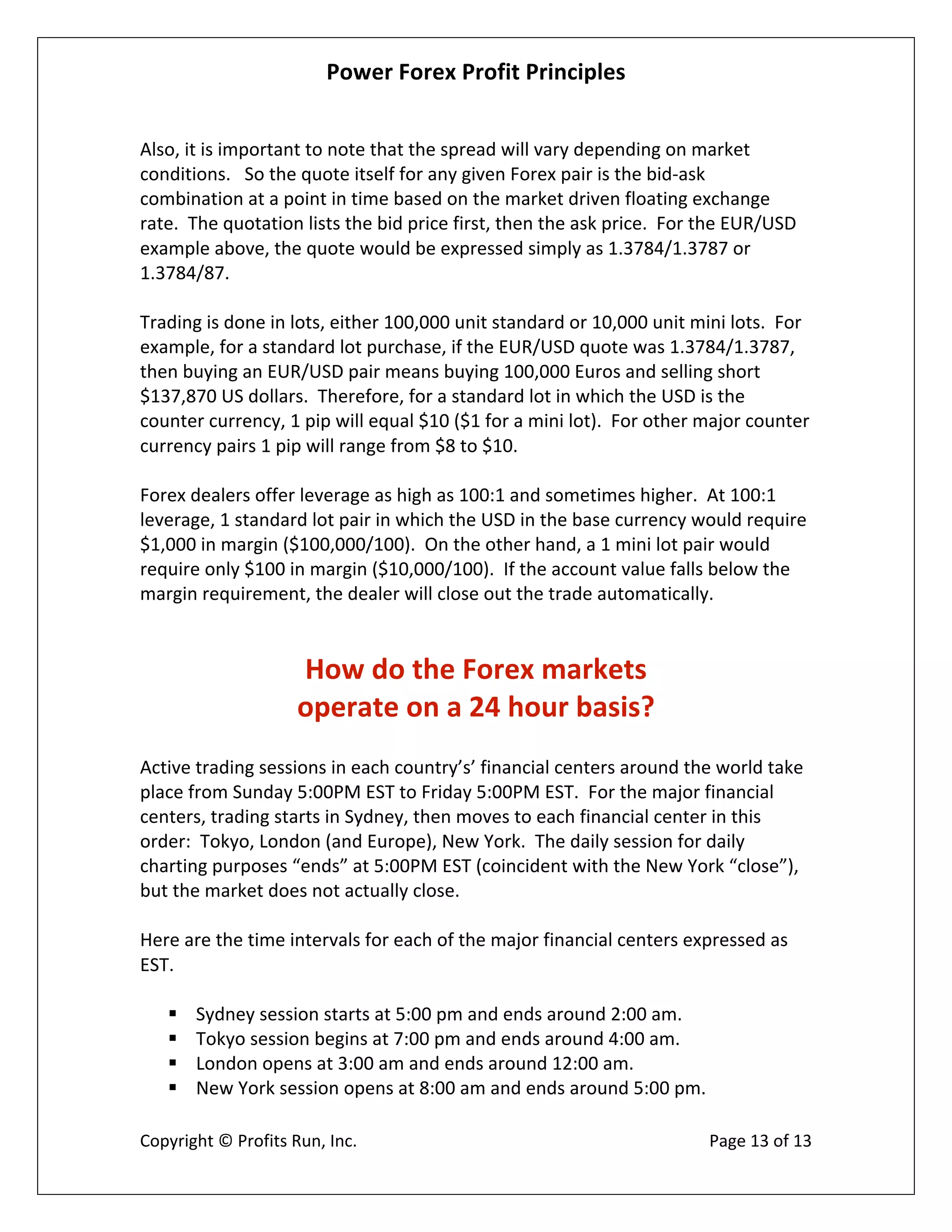 Power Forex Profit Principle