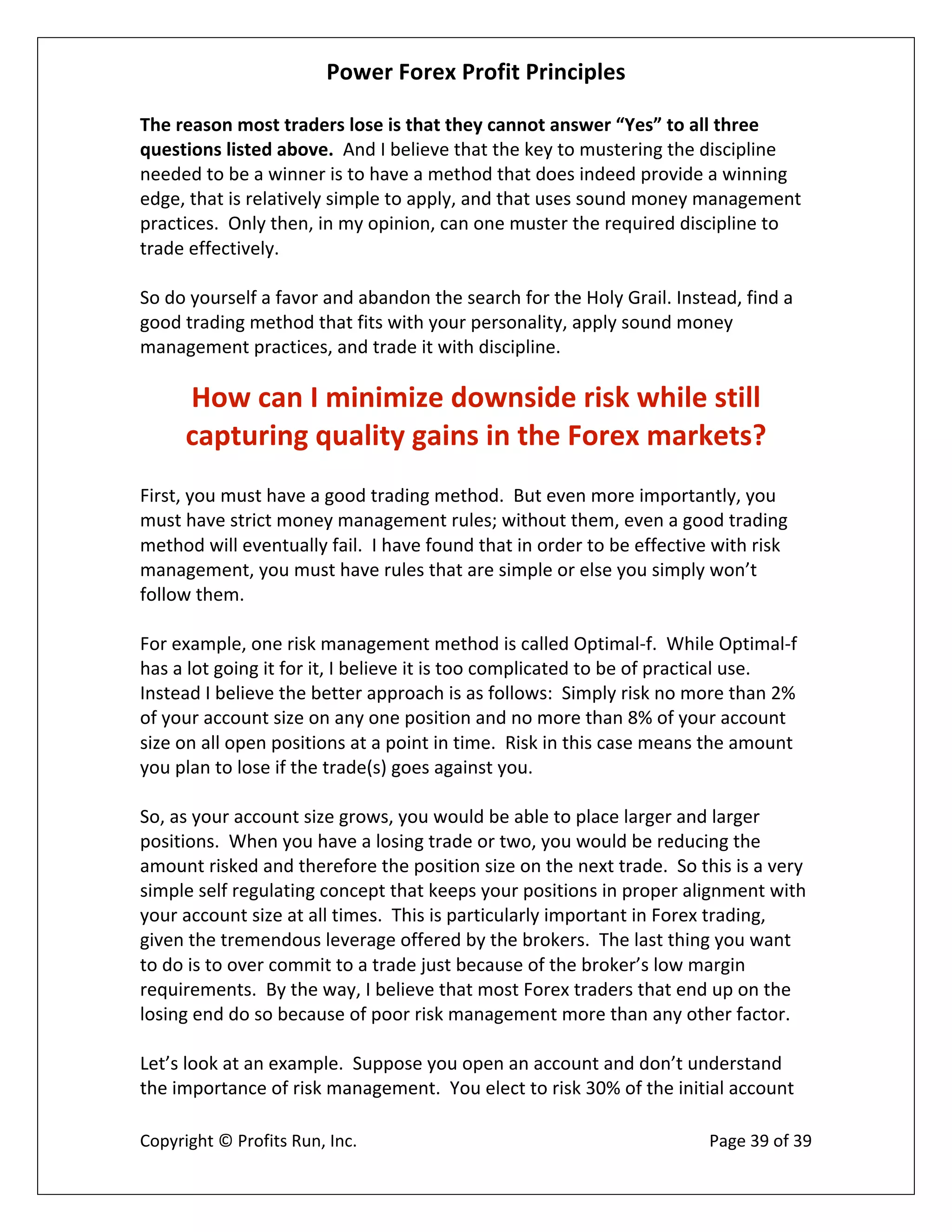 Power Forex Profit Principle