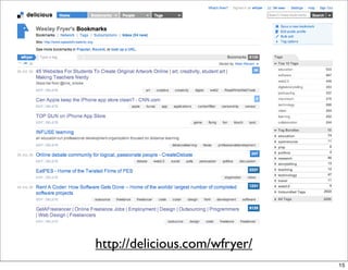 http://delicious.com/wfryer/
                               15
 