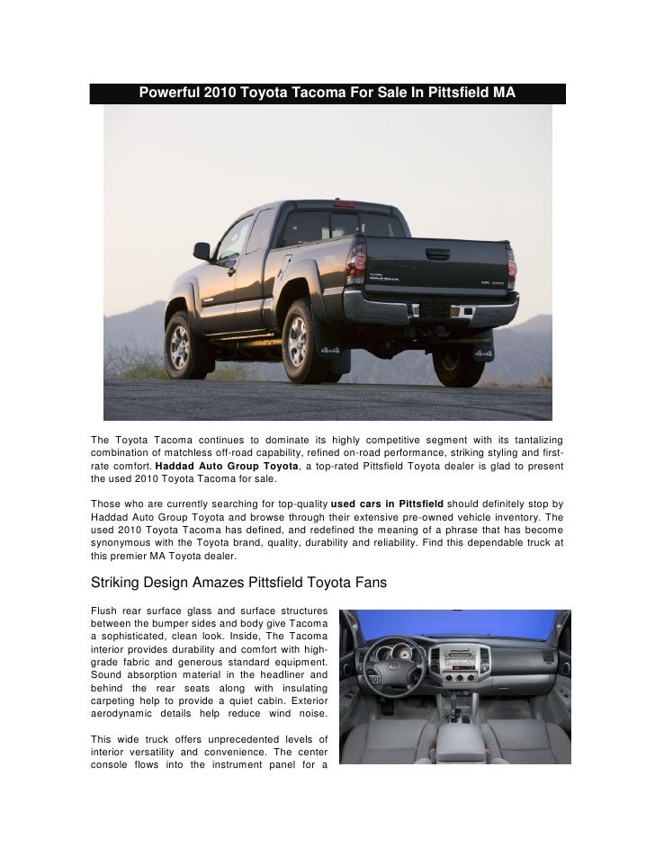 Powerful 2010 Toyota Tacoma For Sale In Pittsfield Ma