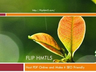 FLIP HMTL5
Host PDF Online and Make it SEO Friendly
http://fliphtml5.com/
 