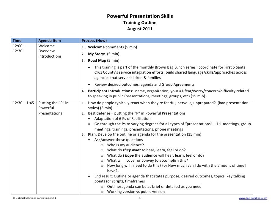 business presentation skills course outline