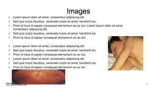 Images
• Lorem ipsum dolor sit amet, consectetur adipiscing elit.
• Sed quis turpis faucibus, venenatis turpis sit amet, hendrerit dui.
• Proin id risus id sapien consequat elementum eu ac dui. Lorem ipsum dolor sit amet,
consectetur adipiscing elit.
• Sed quis turpis faucibus, venenatis turpis sit amet, hendrerit dui.
• Proin id risus id sapien consequat elementum eu ac dui.
• Lorem ipsum dolor sit amet, consectetur adipiscing elit.
• Sed quis turpis faucibus, venenatis turpis sit amet, hendrerit dui.
• Proin id risus id sapien consequat elementum eu ac dui.
• Lorem ipsum dolor sit amet, consectetur adipiscing elit.
• Sed quis turpis faucibus, venenatis turpis sit amet, hendrerit dui.
• Proin id risus id sapien consequat elementum eu ac dui.
Images
14
 