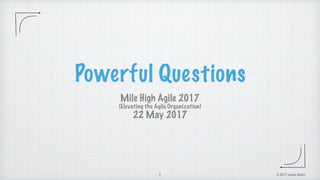 Powerful Questions
Mile High Agile 2017
(Elevating the Agile Organization)
22 May 2017
1 © 2017 Lennie Noiles
 