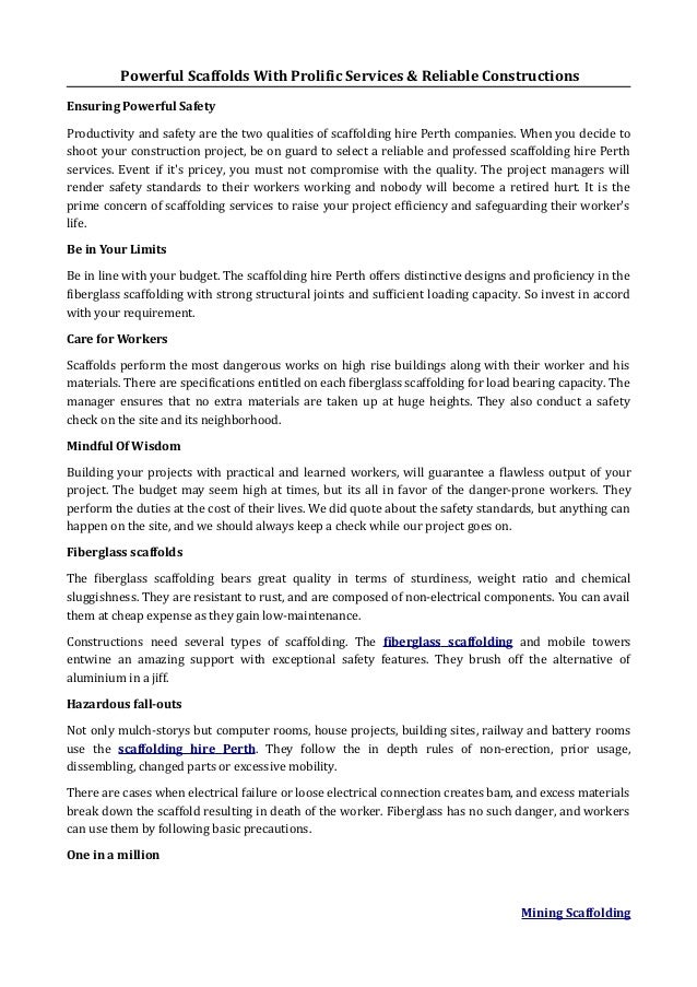 Fiberglass Scaffolding Perth
