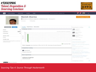 Sourcing Tips 4: Source Through Hackerearth
NON Traditional Search Platform
Source through Hacker Earth ( www.hackerearth.com )
HackerEarth is a network of top developers across the world. Developers
participate in online coding challenges and hackathons, solve problems
and improve their coding skills
 