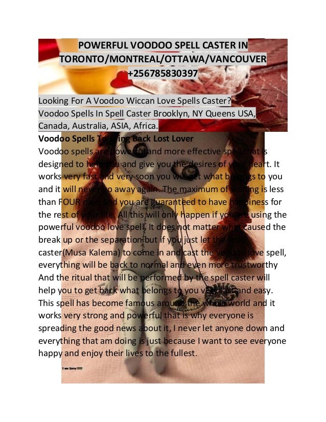Powerful voodoo spell caster in Toronto/Montreal/Ottawa/Vancouver ...
