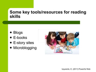 Some key tools/resources for reading skills Blogs E-books E-story sites Microblogging 