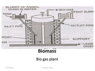 Biomass
Bio gas plant
07/02/2013 Barjinder Singh
 