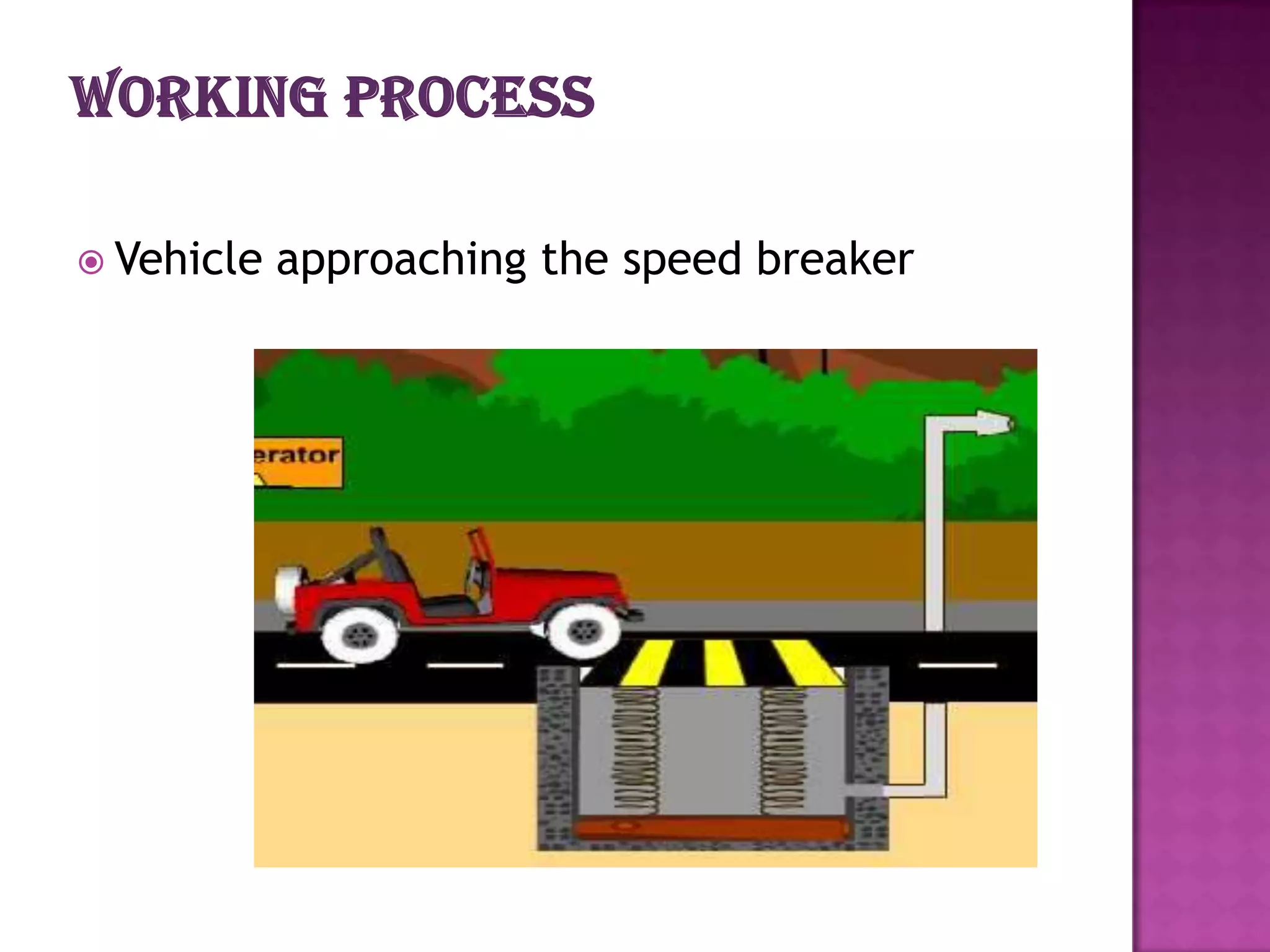 Vehicle   approaching the speed breaker
 