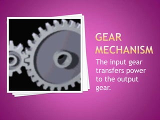The input gear
transfers power
to the output
gear.
 