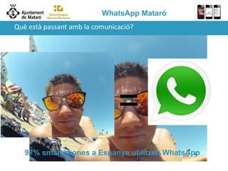 WhatsApp Mataró
=
97% smartphones a Espanya utilitzen WhatsApp
Què està passant amb la comunicació?
 