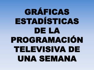 GRÁFICAS ESTADÍSTICAS DE LA PROGRAMACIÓN TELEVISIVA DE UNA SEMANA 