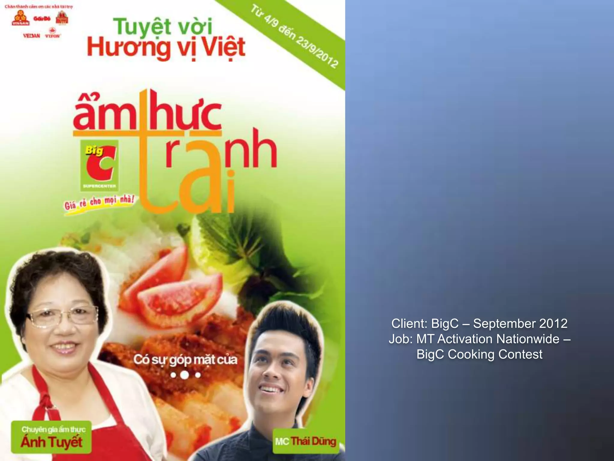 Client: BigC – September 2012
Job: MT Activation Nationwide –
     BigC Cooking Contest
 