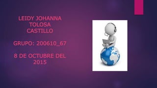 LEIDY JOHANNA
TOLOSA
CASTILLO
GRUPO: 200610_67
8 DE OCTUBRE DEL
2015
 