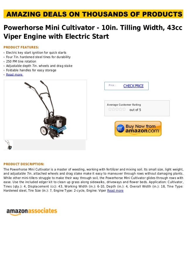 Powerhorse mini cultivator 10in. tilling width, 43cc viper engine w…